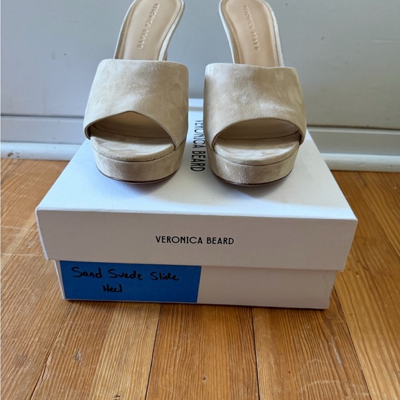 Veronica Beard Shoes - Veronica Beard Beige Suede Slide Heels